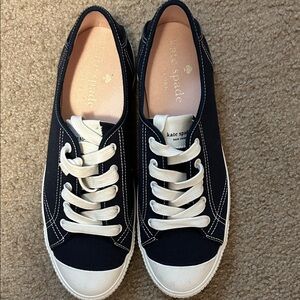 Kate Spade Dark Blue Sneakers with Cream Laces